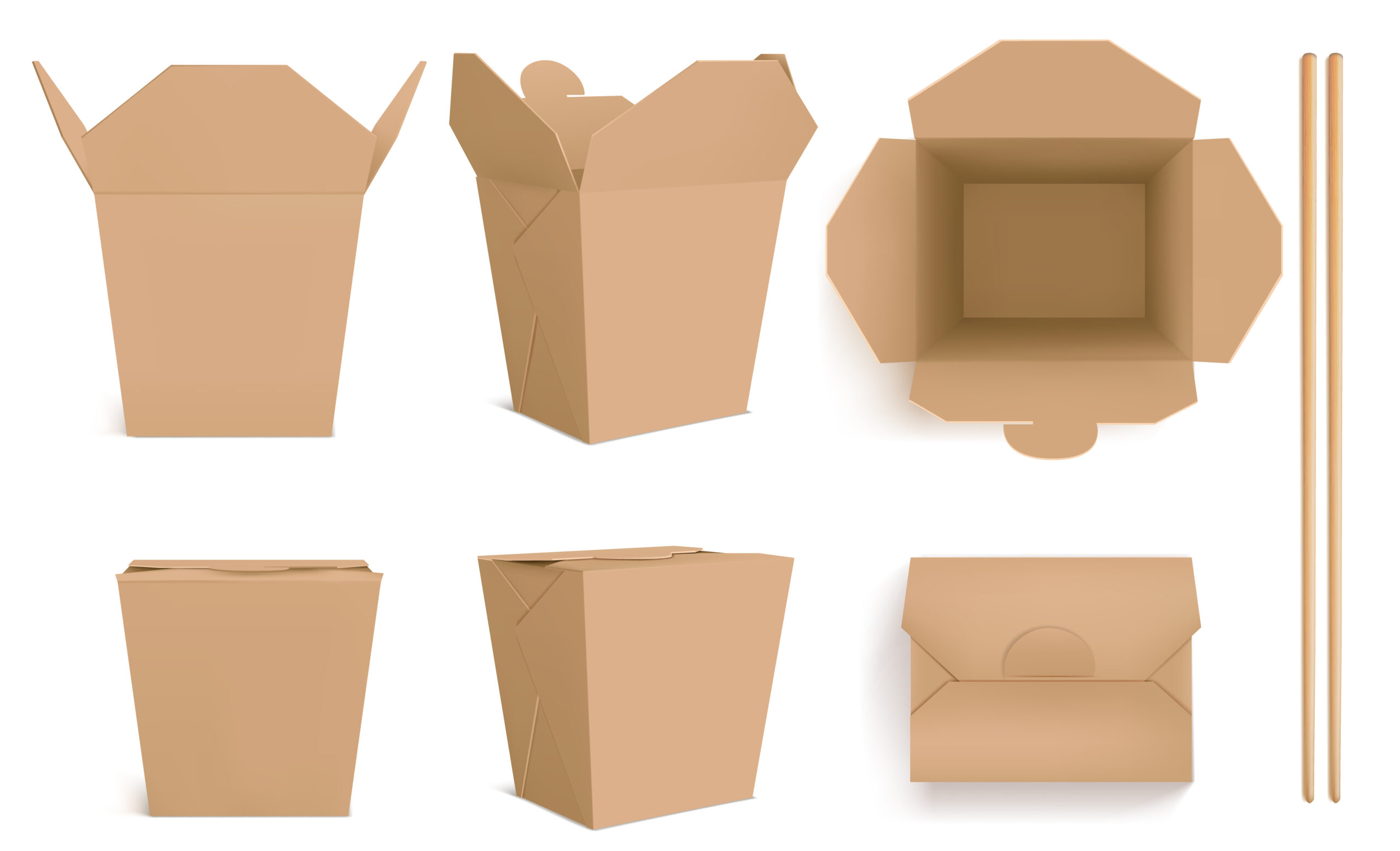 different shapes of the paper food packaging